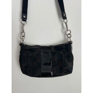 Coach Signature C Monogram Black Sequin‎ Accent Shoulder Bag